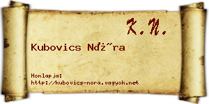 Kubovics Nóra névjegykártya
